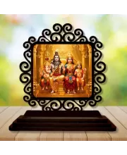 Car Desk/Table Top Lord Shiva And Parvathi Wooden Photo Stand  3x4 Inches, Compact & Stylish Spiritual Display For Car, Home & Office (Pack Of 1) (F19812)