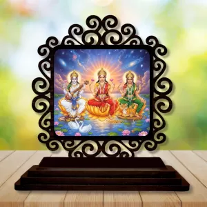 Car Desk/Table Top Lakshmi Saraswathi Parvathi Wooden Photo Stand 3x4 Inches, Compact & Stylish Spiritual Display For Car, Home & Office (Pack Of 1) (F19818) Car Desk/Table Top Lakshmi Saraswathi Parvathi Wooden Photo Stand 3x4 Inches, Compact & Stylish Spiritual Display For Car, Home & Office (Pack Of 1) (F19818)
