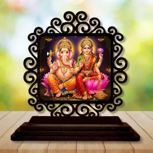 Car Desk/Table Top Lord Ganesha And Lakshmi Wooden Photo Stand 3x4 Inches, Compact & Stylish Spiritual Display For Car, Home & Office (Pack Of 1) (F19820) Car Desk/Table Top Lord Ganesha And Lakshmi Wooden Photo Stand 3x4 Inches, Compact & Stylish Spiritual Display For Car, Home & Office (Pack Of 1) (F19820)