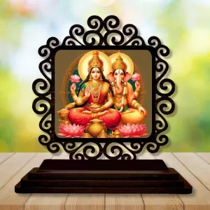 Car Desk/Table Top Lord Ganesha And Lakshmi Wooden Photo Stand 3x4 Inches, Compact & Stylish Spiritual Display For Car, Home & Office (Pack Of 1) (F19822) Car Desk/Table Top Lord Ganesha And Lakshmi Wooden Photo Stand 3x4 Inches, Compact & Stylish Spiritual Display For Car, Home & Office (Pack Of 1) (F19822)