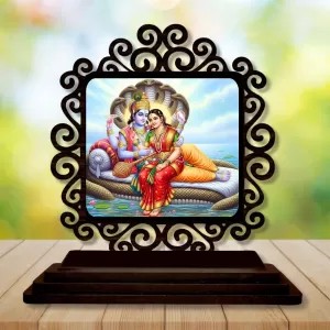 Car Desk/Table Top Lord Vishnu And Lakshmi Wooden Photo Stand 3x4 Inches, Compact & Stylish Spiritual Display For Car, Home & Office (Pack Of 1) (F19823) Car Desk/Table Top Lord Vishnu And Lakshmi Wooden Photo Stand 3x4 Inches, Compact & Stylish Spiritual Display For Car, Home & Office (Pack Of 1) (F19823)
