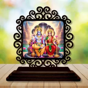 Car Desk/Table Top Lord Vishnu And Lakshmi Wooden Photo Stand 3x4 Inches, Compact & Stylish Spiritual Display For Car, Home & Office (Pack Of 1) (F19824) Car Desk/Table Top Lord Vishnu And Lakshmi Wooden Photo Stand 3x4 Inches, Compact & Stylish Spiritual Display For Car, Home & Office (Pack Of 1) (F19824)