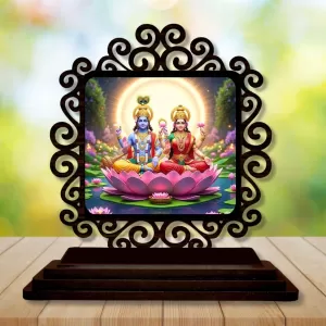 Car Desk/Table Top Lord Vishnu And Lakshmi Wooden Photo Stand 3x4 Inches, Compact & Stylish Spiritual Display For Car, Home & Office (Pack Of 1) (F19826) Car Desk/Table Top Lord Vishnu And Lakshmi Wooden Photo Stand 3x4 Inches, Compact & Stylish Spiritual Display For Car, Home & Office (Pack Of 1) (F19826)