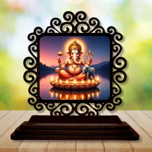 Car Desk/Table Top Lord Ganesha Wooden Photo Stand 3x4 Inches, Compact & Stylish Spiritual Display For Car, Home & Office (Pack Of 1) (F19829) Car Desk/Table Top Lord Ganesha Wooden Photo Stand 3x4 Inches, Compact & Stylish Spiritual Display For Car, Home & Office (Pack Of 1) (F19829)
