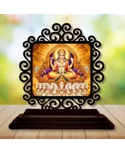 Car Desk/Table Top Lord Kubera Wooden Photo Stand  3x4 Inches, Compact & Stylish Spiritual Display For Car, Home & Office (Pack Of 1) (F19834)