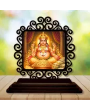 Car Desk/Table Top Lord Kubera Wooden Photo Stand  3x4 Inches, Compact & Stylish Spiritual Display For Car, Home & Office (Pack Of 1) (F19835)