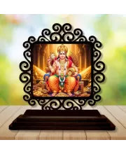 Car Desk/Table Top Lord Kubera Wooden Photo Stand  3x4 Inches, Compact & Stylish Spiritual Display For Car, Home & Office (Pack Of 1) (F19836)