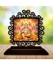 Car Desk/Table Top Lord Kubera And Lakshmi Wooden Photo Stand  3x4 Inches, Compact & Stylish Spiritual Display For Car, Home & Office (Pack Of 1) (F19837)