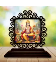 Car Desk/Table Top Lord Vishnu Wooden Photo Stand  3x4 Inches, Compact & Stylish Spiritual Display For Car, Home & Office (Pack Of 1) (F19838)
