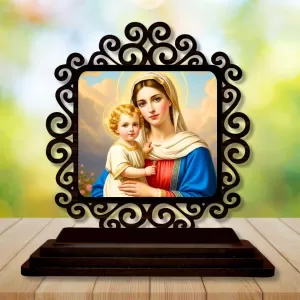 Car Desk/Table Top Lord Jesus And Merry Wooden Photo Stand 3x4 Inches, Compact & Stylish Spiritual Display For Car, Home & Office (Pack Of 1) (F19839) Car Desk/Table Top Lord Jesus And Merry Wooden Photo Stand 3x4 Inches, Compact & Stylish Spiritual Display For Car, Home & Office (Pack Of 1) (F19839)