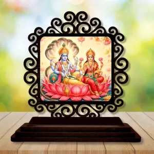 Car Desk/Table Top Lord Vishnu And Lakshmi Wooden Photo Stand 3x4 Inches, Compact & Stylish Spiritual Display For Car, Home & Office (Pack Of 1) (F19846) Car Desk/Table Top Lord Vishnu And Lakshmi Wooden Photo Stand 3x4 Inches, Compact & Stylish Spiritual Display For Car, Home & Office (Pack Of 1) (F19846)