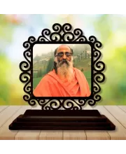 Car Desk/Table Top  Swami Chinmayananda Saraswati  Wooden Photo Stand  3x4 Inches, Compact & Stylish Spiritual Display For Car, Home & Office (Pack Of 1) (F19848)