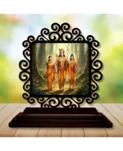 Car Desk/Table Top Rama And Lakshmana And Seetha Wooden Photo Stand  3x4 Inches, Compact & Stylish Spiritual Display For Car, Home & Office (Pack Of 1) (F19849)