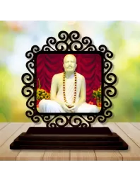 Car Desk/Table Top Ramkrishna Paramahamsa Wooden Photo Stand  3x4 Inches, Compact & Stylish Spiritual Display For Car, Home & Office (Pack Of 1) (F19850)