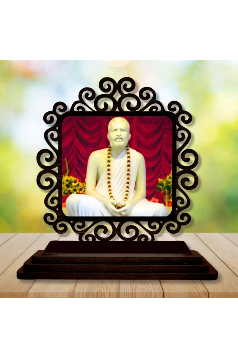 Car Desk/Table Top Ramkrishna Paramahamsa Wooden Photo Stand  3x4 Inches, Compact & Stylish Spiritual Display For Car, Home & Office (Pack Of 1) (F19850)