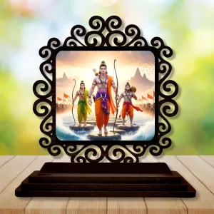 Car Desk/Table Top Rama And Lakshmana And Seetha Wooden Photo Stand 3x4 Inches, Compact & Stylish Spiritual Display For Car, Home & Office (Pack Of 1) (F19851) Car Desk/Table Top Rama And Lakshmana And Seetha Wooden Photo Stand 3x4 Inches, Compact & Stylish Spiritual Display For Car, Home & Office (Pack Of 1) (F19851)