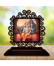 Car Desk/Table Top Lord Rama Wooden Photo Stand  3x4 Inches, Compact & Stylish Spiritual Display For Car, Home & Office (Pack Of 1) (F19852)
