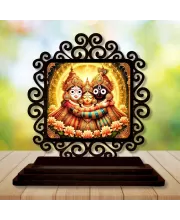 Car Desk/Table Top Lord Jagannath Wooden Photo Stand  3x4 Inches, Compact & Stylish Spiritual Display For Car, Home & Office (Pack Of 1) (F19853)