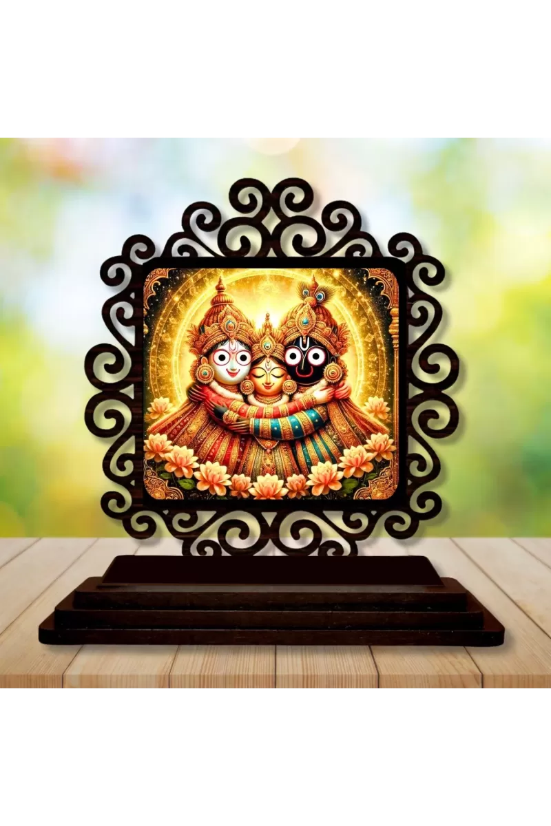 Car Desk/Table Top Lord Jagannath Wooden Photo Stand  3x4 Inches, Compact & Stylish Spiritual Display For Car, Home & Office (Pack Of 1) (F19853)