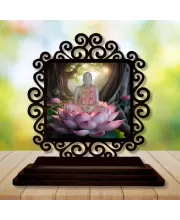 Car Desk/Table Top Ramkrishna Paramahamsa Wooden Photo Stand  3x4 Inches, Compact & Stylish Spiritual Display For Car, Home & Office (Pack Of 1) (F19854)