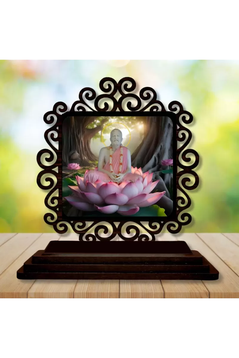 Car Desk/Table Top Ramkrishna Paramahamsa Wooden Photo Stand  3x4 Inches, Compact & Stylish Spiritual Display For Car, Home & Office (Pack Of 1) (F19854)