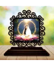 Car Desk/Table Top Sarada Devi Wooden Photo Stand  3x4 Inches, Compact & Stylish Spiritual Display For Car, Home & Office (Pack Of 1) (F19855)