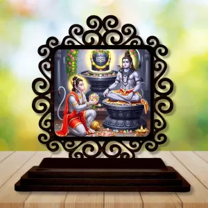 Car Desk/Table Top Lord Shiva And Hanuman Wooden Photo Stand 3x4 Inches, Compact & Stylish Spiritual Display For Car, Home & Office (Pack Of 1) (F19858) Car Desk/Table Top Lord Shiva And Hanuman Wooden Photo Stand 3x4 Inches, Compact & Stylish Spiritual Display For Car, Home & Office (Pack Of 1) (F19858)