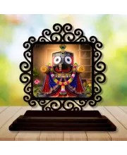 Car Desk/Table Top Lord Jagannath Wooden Photo Stand  3x4 Inches, Compact & Stylish Spiritual Display For Car, Home & Office (Pack Of 1) (F19859)