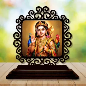 Car Desk/Table Top Lord Karthikeya Wooden Photo Stand 3x4 Inches, Compact & Stylish Spiritual Display For Car, Home & Office (Pack Of 1) (F19860) Car Desk/Table Top Lord Karthikeya Wooden Photo Stand 3x4 Inches, Compact & Stylish Spiritual Display For Car, Home & Office (Pack Of 1) (F19860)