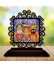 Car Desk/Table Top Lord Jagannath Wooden Photo Stand  3x4 Inches, Compact & Stylish Spiritual Display For Car, Home & Office (Pack Of 1) (F19865)