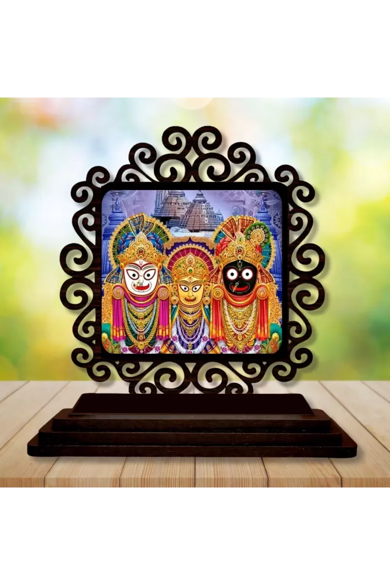 Car Desk/Table Top Lord Jagannath Wooden Photo Stand  3x4 Inches, Compact & Stylish Spiritual Display For Car, Home & Office (Pack Of 1) (F19865)