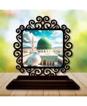 Car Desk/Table Top Mucca Masidh Wooden Photo Stand  3x4 Inches, Compact & Stylish Spiritual Display For Car, Home & Office (Pack Of 1) (F19866)