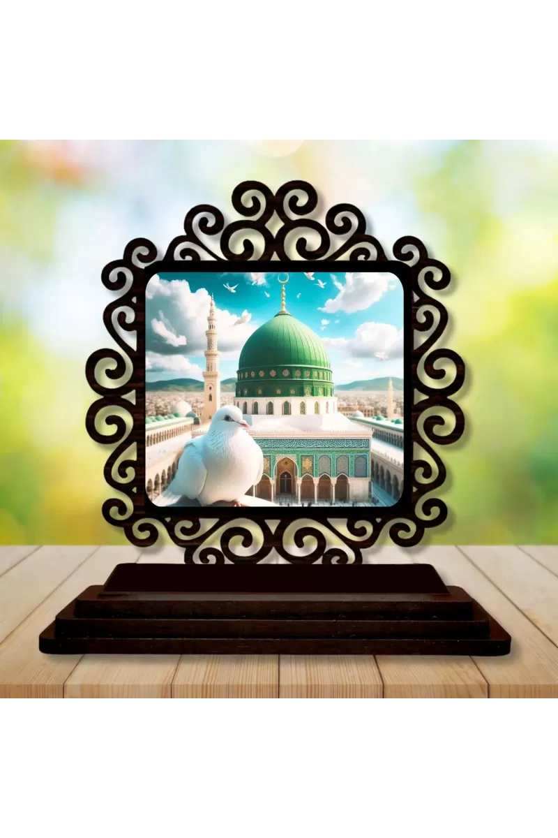 Car Desk/Table Top Mucca Masidh Wooden Photo Stand  3x4 Inches, Compact & Stylish Spiritual Display For Car, Home & Office (Pack Of 1) (F19866)