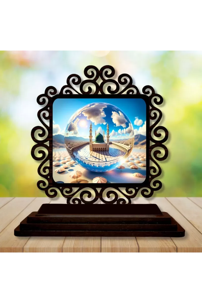 Car Desk/Table Top Mucca Masidh Wooden Photo Stand  3x4 Inches, Compact & Stylish Spiritual Display For Car, Home & Office (Pack Of 1) (F19867)