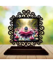 Car Desk/Table Top Shiva Lingam Wooden Photo Stand  3x4 Inches, Compact & Stylish Spiritual Display For Car, Home & Office (Pack Of 1) (F19870)