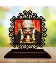 Car Desk/Table Top Kali Maa Wooden Photo Stand  3x4 Inches, Compact & Stylish Spiritual Display For Car, Home & Office (Pack Of 1) (F19873)