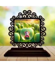 Car Desk/Table Top Lord Ganesha Wooden Photo Stand  3x4 Inches, Compact & Stylish Spiritual Display For Car, Home & Office (Pack Of 1) (F19874)