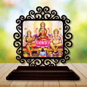 Car Desk/Table Top Lord Ganesha And Lakshmi And Saraswathi Wooden Photo Stand 3x4 Inches, Compact & Stylish Spiritual Display For Car, Home & Office (Pack Of 1) (F19876) Car Desk/Table Top Lord Ganesha And Lakshmi And Saraswathi Wooden Photo Stand 3x4 Inches, Compact & Stylish Spiritual Display For Car, Home & Office (Pack Of 1) (F19876)
