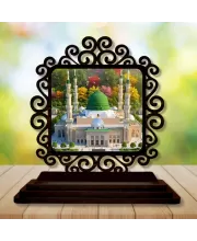 Car Desk/Table Top Mucca Masidh Wooden Photo Stand  3x4 Inches, Compact & Stylish Spiritual Display For Car, Home & Office (Pack Of 1) (F19878)