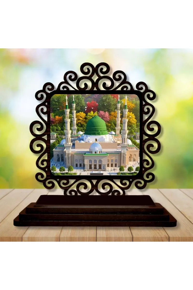 Car Desk/Table Top Mucca Masidh Wooden Photo Stand  3x4 Inches, Compact & Stylish Spiritual Display For Car, Home & Office (Pack Of 1) (F19878)