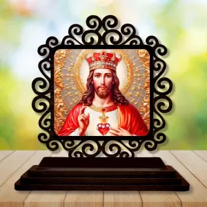 Car Desk/Table Top Lord Jesus Wooden Photo Stand 3x4 Inches, Compact & Stylish Spiritual Display For Car, Home & Office (Pack Of 1) (F19879) Car Desk/Table Top Lord Jesus Wooden Photo Stand 3x4 Inches, Compact & Stylish Spiritual Display For Car, Home & Office (Pack Of 1) (F19879)
