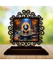 Car Desk/Table Top Shiva Lingam Wooden Photo Stand  3x4 Inches, Compact & Stylish Spiritual Display For Car, Home & Office (Pack Of 1) (F19882)