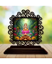 Car Desk/Table Top Lord Ganesha Wooden Photo Stand  3x4 Inches, Compact & Stylish Spiritual Display For Car, Home & Office (Pack Of 1) (F19886)