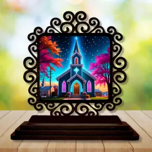 Car Desk/Table Top Beautiful Church Wooden Photo Stand 3x4 Inches, Compact & Stylish Spiritual Display For Car, Home & Office (Pack Of 1) (F19889) Car Desk/Table Top Beautiful Church Wooden Photo Stand 3x4 Inches, Compact & Stylish Spiritual Display For Car, Home & Office (Pack Of 1) (F19889)