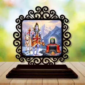 Car Desk/Table Top Lord Shiva And Lingam Wooden Photo Stand 3x4 Inches, Compact & Stylish Spiritual Display For Car, Home & Office (Pack Of 1) (F19891) Car Desk/Table Top Lord Shiva And Lingam Wooden Photo Stand 3x4 Inches, Compact & Stylish Spiritual Display For Car, Home & Office (Pack Of 1) (F19891)
