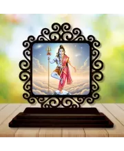 Car Desk/Table Top Arthanareeshwar Wooden Photo Stand  3x4 Inches, Compact & Stylish Spiritual Display For Car, Home & Office (Pack Of 1) (F19892)