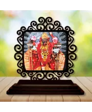 Car Desk/Table Top Kali Matha Wooden Photo Stand  3x4 Inches, Compact & Stylish Spiritual Display For Car, Home & Office (Pack Of 1) (F19894)