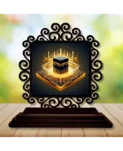 Car Desk/Table Top Mucca Masid Wooden Photo Stand  3x4 Inches, Compact & Stylish Spiritual Display For Car, Home & Office (Pack Of 1) (F19895)