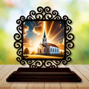 Car Desk/Table Top Beautiful Church Wooden Photo Stand 3x4 Inches, Compact & Stylish Spiritual Display For Car, Home & Office (Pack Of 1) (F19896) Car Desk/Table Top Beautiful Church Wooden Photo Stand 3x4 Inches, Compact & Stylish Spiritual Display For Car, Home & Office (Pack Of 1) (F19896)