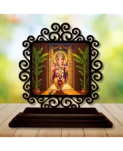 Car Desk/Table Top Lord Ganesha Wooden Photo Stand  3x4 Inches, Compact & Stylish Spiritual Display For Car, Home & Office (Pack Of 1) (F19899)